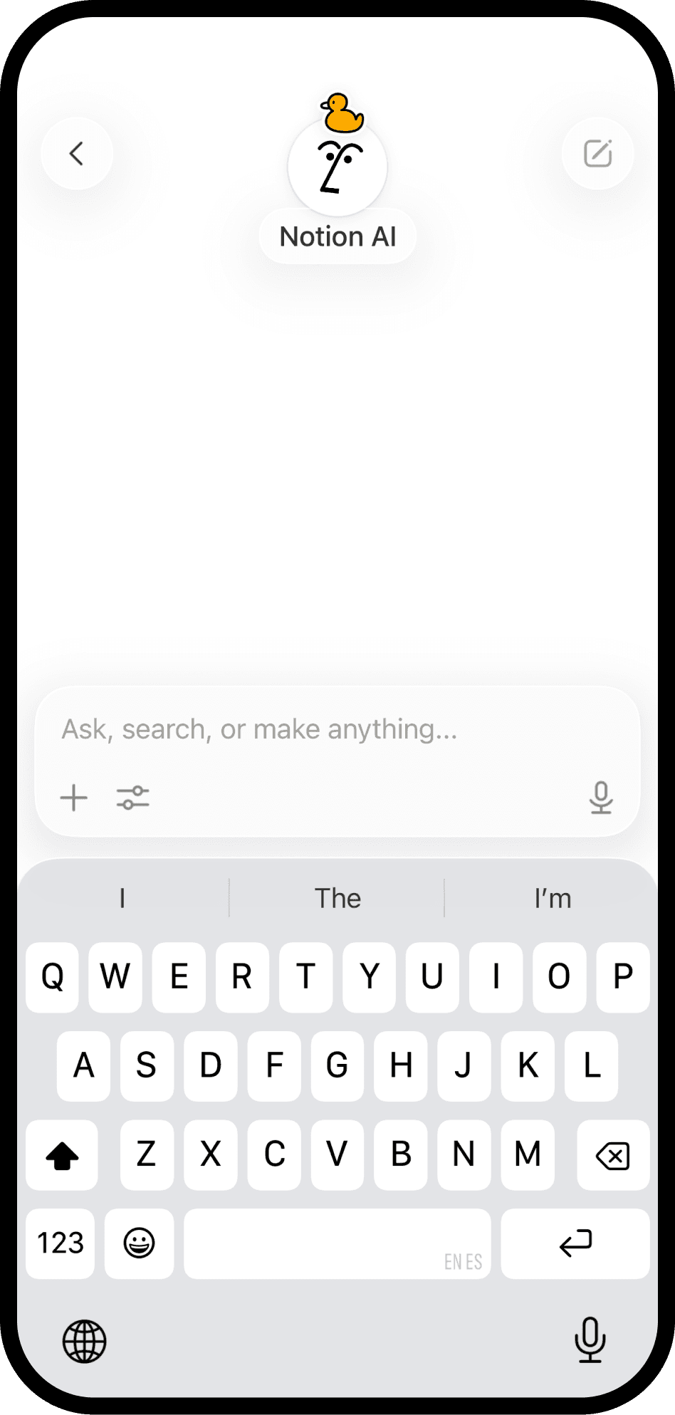 Una schermata di Notion su dispositivo mobile