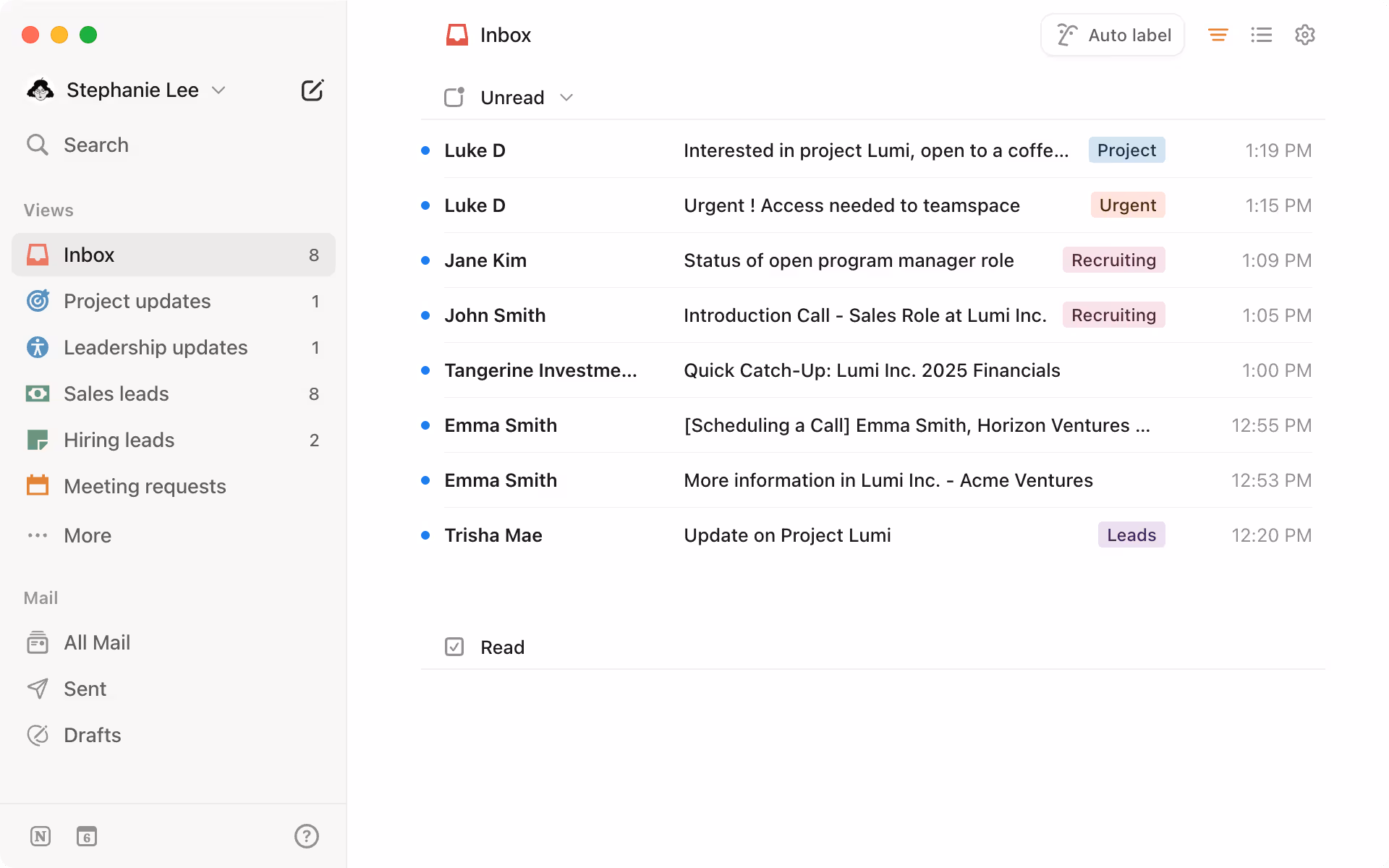 Notion Mail inbox