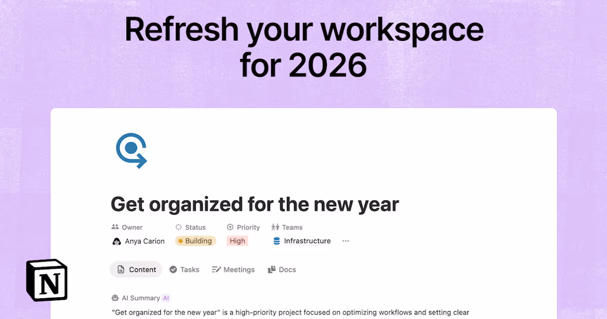 Workshop: Start 2026 Organized with a Notion Workspace Refresh