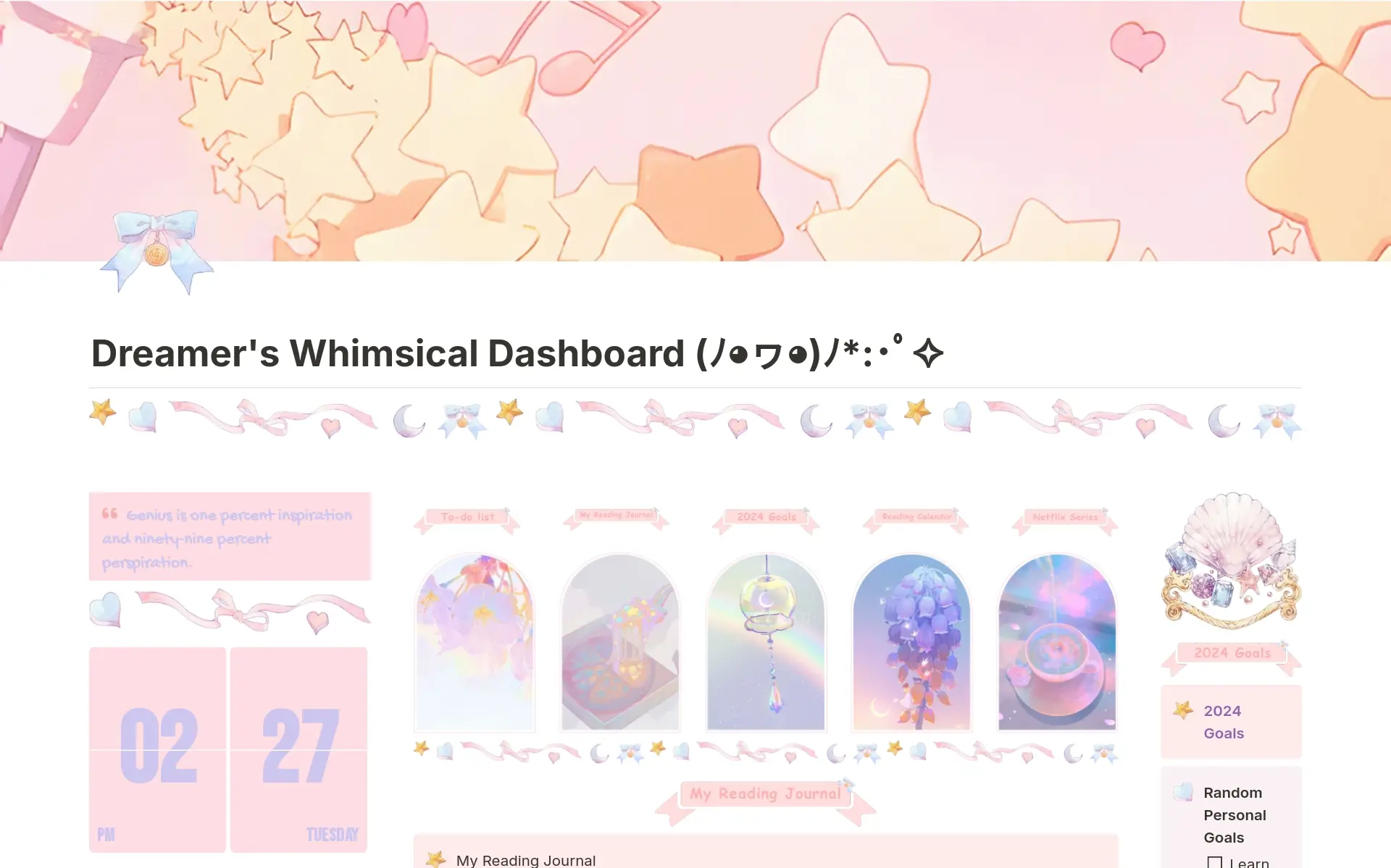 Screenshot of Some beloved aesthetic templates collection by Notion